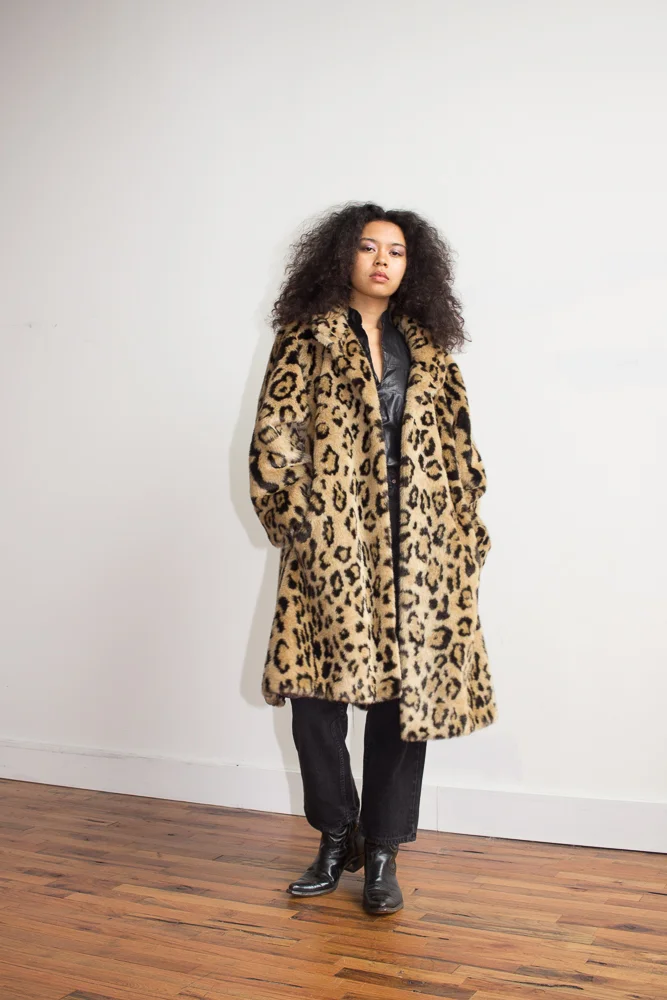 Plush leopard coat clearance